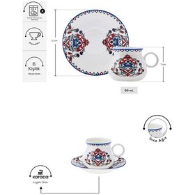 Resim Karaca Hattat 6 Kişilik Kahve Fincanı Takımı 90 ml 