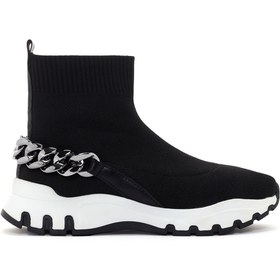 Resim Women's Black Thick Sole High Top Sneaker 