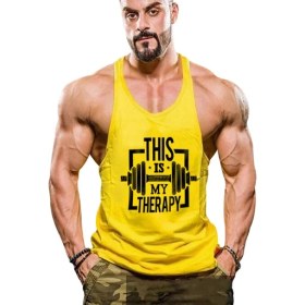 Resim Ghedto My Therapy Fitness Gym Tank Top Sporcu Atleti Sarı 