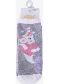 Resim Katamino Breeze Kız Çocuk Soket Çorap Yaz Figürlü Gri (1-2-7-8 Yaş) 