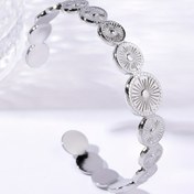 Resim Paslanmaz Çelik Güneş Çiçeği Bileklik, Erkekler Için Açılır Ayarlanabilir Bilezik 