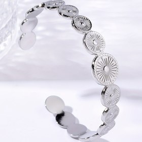 Resim Paslanmaz Çelik Güneş Çiçeği Bileklik, Erkekler Için Açılır Ayarlanabilir Bilezik 