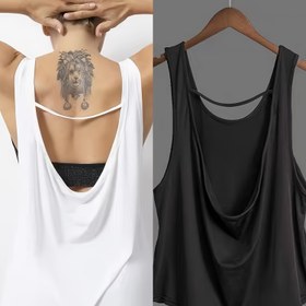 Resim 2 Adet Kadın Yoga Tank Topları - Yüksek Esneklikli Nefes Alabilen Kumaş, Asimetrik Etek & Yuvarlak Yaka, Dolgusuz, Makinede Yıkanabilir Antrenman ve Günlük Giyim (Beyaz & Siyah), Çok Yönlü Giysi, Önden Çapraz Tasarım, Nodairy Kumaş 