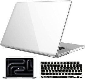 Resim NovStrap Apple Macbook Pro 14 inç M4 A3401 A3112 A3185 ile Uyumlu Parlak Kılıf + Siyah Klavye Kılıfı +Film ŞEFFAF 