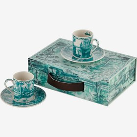 Resim Yeşil Porselen Kahve Fincan Seti 90 Ml Romance Collection by Chiara Alessi 