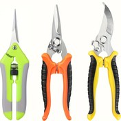 Resim 3 adet Bahçe Budama Makasları Seti, Rastgele Renk - Kaymaz Ergonomik Tutacaklar, İşçilik Tasarrufu Sağlayan Yüksek Tensiyonlu Bantlar, Verimli Kesim için Modern Metal Bıçak Budama Makasları 