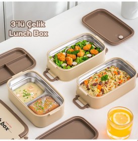 Resim Porsima 1612 3 Katlı 4 Bölmeli Yemek Termosu Luncbox Sefer Tası 