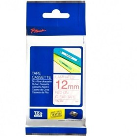 Resim Brother Tonersepeti Brother TZE-132 Şeffaf Üzerine Kırmızı Muadil Etiket Şeridi 