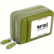 Resim RFID Engelleme Cüzdanı ve Bozuk Para Kesesi - Çift Fermuarlı Gerçek Deri Cüzdan, Çok Bölmeli Organizatör & Kartlık - İnce Tasarım, Erkekler ve Kadınlar için Güvenli RFID Koruma - Turuncu, Sarı, Kırmızı, Mor, Yeşil, Siyah Renklerde Mevcut - Günlük veya Özel Günler İçin İdeal Hediye, Seyahat Gereçleri, Modern Aksesuar, Dayanıklı Yapım, İş Profesyonelleri 