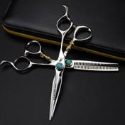 Resim 1 Adet NEPURLSON Profesyonel Kuaför Makası - 6 İnç Turkuaz (Taş Benzeri) Makas, Hitachi 440 Paslanmaz Çelik, El İşçiliği ile Üretilmiş, Berber, Kuaför, Renk ve Dokulu Saçlar İçin - Sağ El Kullanımına Uygun Ağır Hizmet Tipi Kuaför Makası 