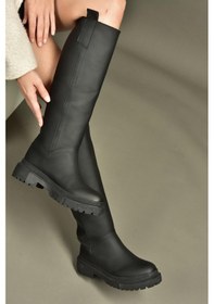 Resim Fox Shoes V973555509 Siyah Düz Tabanlı Kadın Binici Çizmesi Siyah 