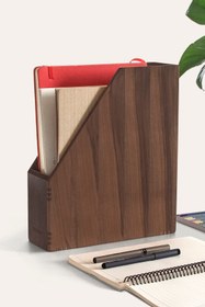 Resim Woodsaka Reka Dosyalık & Dergilik | Ceviz | 29.6 cm x 8.5 cm x 32 cm 