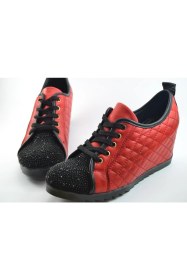 Resim Beety 706 Kırmızı Hakiki Deri Gizli Platform Kadın Ayakkabı 