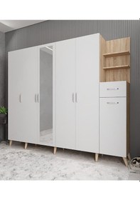 Resim Açelya Portmanto Vestiyer M7-210 Cm Meşe-Beyaz 