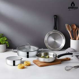 Resim Amboss Master Class 6 Parça Paslanmaz Çelik Tencere Tava Saklama Kabı Seti 