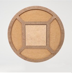 Resim Ahşap Karolu Sunumluk Tepsi Çapı 28cm TPS65 