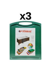 Resim 3'lü Türkay 32.5x26.5x2 Cm Saplı-oluklu Polietilen Kesme Tahtası Kesim Levhası Yeşil 1244 