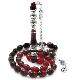 Resim 925 Ayar Gümüş Püsküllü Gümüş Minare Nakkaş İmameli Süzme Kırmızı N11.916 
