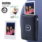 Resim Instax Mini Link 2 Uzay Mavisi Akıllı Telefon Yazıcısı 10lu mini Film ve Çerçeve 