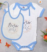 Resim Bk Kids Born To 2022 Tasarımlı Mavi Bebek Body Zıbın Ve Mama Önlü Çok Renkli 