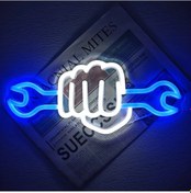 Resim Willowhaven Fufıor Neon Wrench Mavi Beyaz Led Gece Lambası Yatak Oda Parti Değerli Duvar Aydınlatma Usb Anahtarlı Pembe 