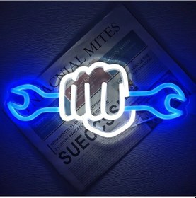 Resim Willowhaven Fufıor Neon Wrench Mavi Beyaz Led Gece Lambası Yatak Oda Parti Değerli Duvar Aydınlatma Usb Anahtarlı Pembe 
