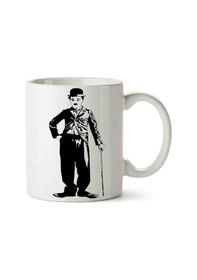 Resim Charlie Chaplin Baston Porselen Kupa Bardak Beyaz 
