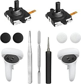 Resim Oculus Quest 2 Denetleyicisi için Joystick Yedek Kiti, Meta Quest 2 Denetleyicisi için Onarım Seti, 2 Joystick, T5 Tornavida, Cımbız, Gözetleme Aleti, 4 Parmak Çubuğu Tutacağı (Siyah-11 arada) 