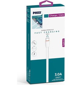 Resim Phixi CB411T Force Yassı Kablolu 1 M Type-C USB Şarj ve Data Kablosu Beyaz 