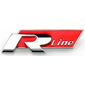 Resim Volkswagen R-Line Ithal Metal Logo Krom Kırmızı 