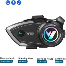 Resim Y80 Motosiklet Kask Kulaklık Intercom Işıklı Motorsiklet Interkom KAYALI27-KYL5U4U 