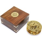 Resim 9048090325697drvs - Ahşap Kutulu Pirinç Güneş Saati Ve Pusula Modeli 