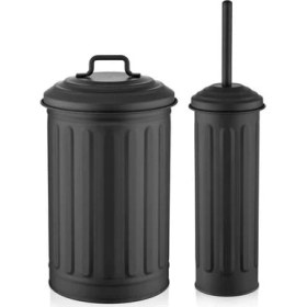 Resim The Mia Çöp Kovası & Tuvalet Fırçası Seti Siyah GLV0644 