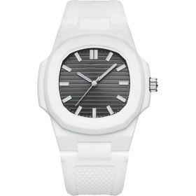Resim 2xudc Beyaz Siyah Klasik Kare Spor Su Geçirmez Aydınlık Silikon Kuvars Izle Özel Online Alışveriş Erkek Tarzı Saatler (Yurt Dışından) 