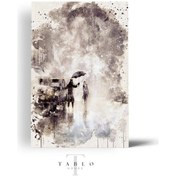 Resim Yağmurda Bir Kadın Ahşap Tablo 8mm 