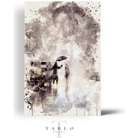 Resim Yağmurda Bir Kadın Ahşap Tablo 8mm 