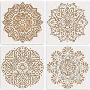 Resim Boyama için Büyük Mandala Şablonları - Sprey Boya Grafiti, Tuval, Duvar, Ahşap, Mobilya, Karo Zemin ve Kaya için 30.48x30.48cm Plastik Şablonlar 