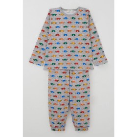 Resim Breeze Erkek Çocuk Pijama Takımı Renkli Kayakçı Gözlüğü Desenli 1-3 Yaş, Gri Melanj 