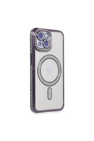 Resim artlab Art İphone 14 Kılıf Joke Simli Magneticsafe Kılıf - Derin Mor Lab 