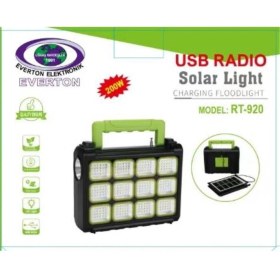 Resim Şarjlı 200W Güneş Panelli Projektör Radyolu Siyah 