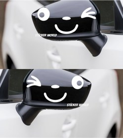 Resim Sticker World Ayna Gülücük Sticker Sağ-sol Takım Beyaz 12*6 Cm 2 Li 