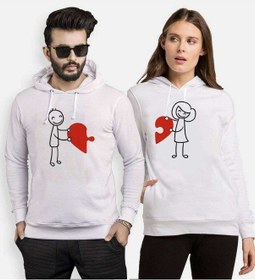 Resim Tshirthane Puzzle Heart Sevgili Kombinleri Kapüşonlu Kombini (527607567) 