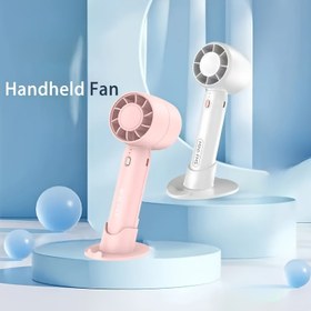 Resim Taşınabilir Mini Fan, USB Şarj Edilebilir, 3 Hız Ayarı ile, Taban Standı ile Birlikte Gelir, Ev Kullanımı için Uygun, Ofis, Açık Hava Seyahati, Üç Renk Mevcut 