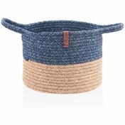 Resim The Mia Jüt Kulplu Yuvarlak Sepet Bambu Lacivert SPT0038 25x20cm 