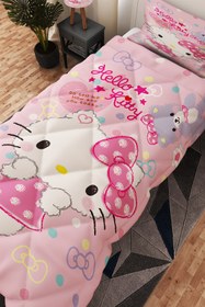 Resim BelezaHome Pembe Kuromi Desenli Tek Kişilik Çocuk Yorganı Uyku Seti 
