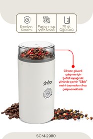 Resim Sinbo Scm-2980 Elektrikli Kahve Çekirdeği/baharat Öğütücü Beyaz 