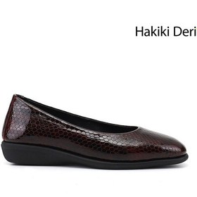 Resim Gönderir Gönderi R Kadın Bordo Krako Dolgu Taban Hakiki Deri Comfort Ayakkabı Gdza13424376 