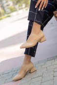 Resim Kadın Topuklu Ayakkabı BEJ CİLT 