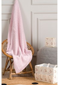 Resim Toffy Toz Pembe Sarmaşık Örgü Bebek Battaniyesi 100x100 Pembe 