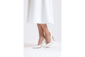 Resim Ruxene Ayrıs Ince Topuk Asimetrik Kesim Stiletto 10,5cm Gelin Ayakkabısı 
